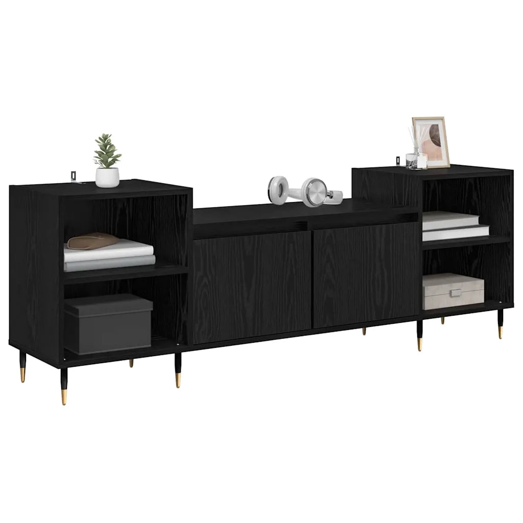 Mobile TV Rovere Nero 160 x 35 x 55 cm Legno multistrato