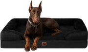 Letto per cani ortopedico per cani grandi, 132 x 104 x 20 cm, cuscino per cani XXL di schiuma di poliuretano, divano per cani lavabile, impermeabile e antiscivolo, panca per cani con bordo alto, nero
