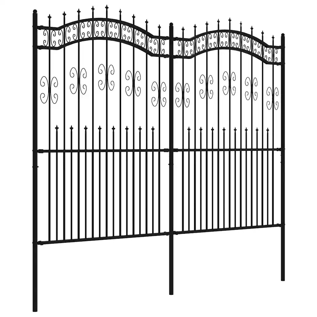 Recinzione da giardino Kampen con punta a lancia nera 240x175cm in acciaio 151088