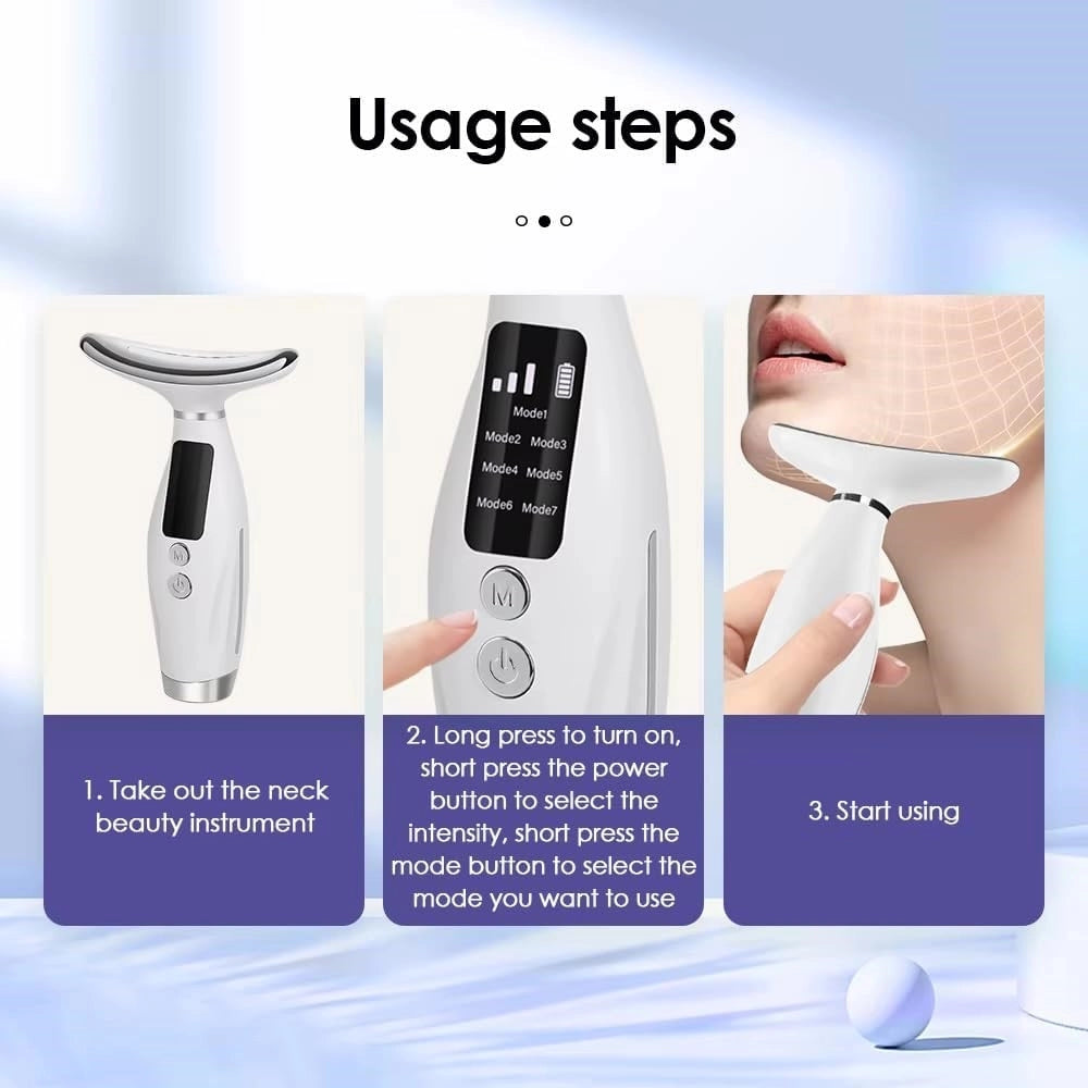 Trade Shop - Massaggiatore Viso Collo Lifting Elettrico Antirughe Dispositivo Bellezza Led Ems Gua Sha -