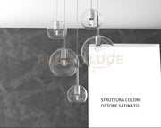 SOSP. OTTONE SAT. RETTANGOLARE 5 LUCI VETRI (1 GRANDE+1 MEDIO+3 PICCOLO) TUTTI TRASPARENTE 1155OS-S5 RMIX-TR