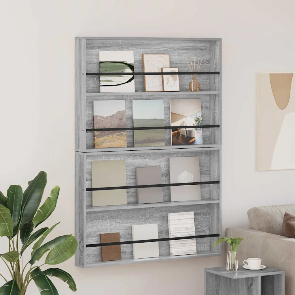 Scaffale per riviste 2 pcs Grigio Sonoma 100 x 12 x 70 cm 890859