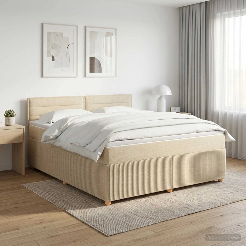 Letto box spring con materasso Crema 140 x 200 cm Tessuto 3451480