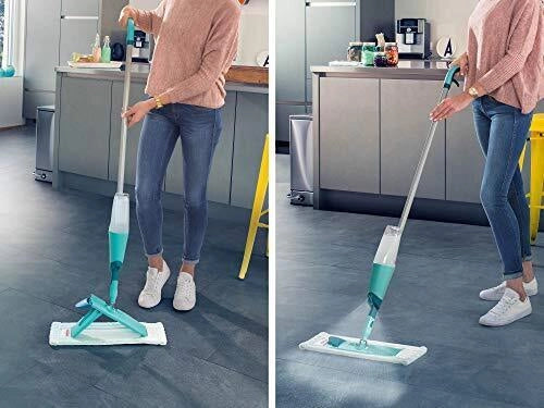 Leifheit 56690 Easy Spray XL Lavapavimenti con Nebulizzatore Microfibra Secco e Bagnato 42 cm colore Verde Bianco