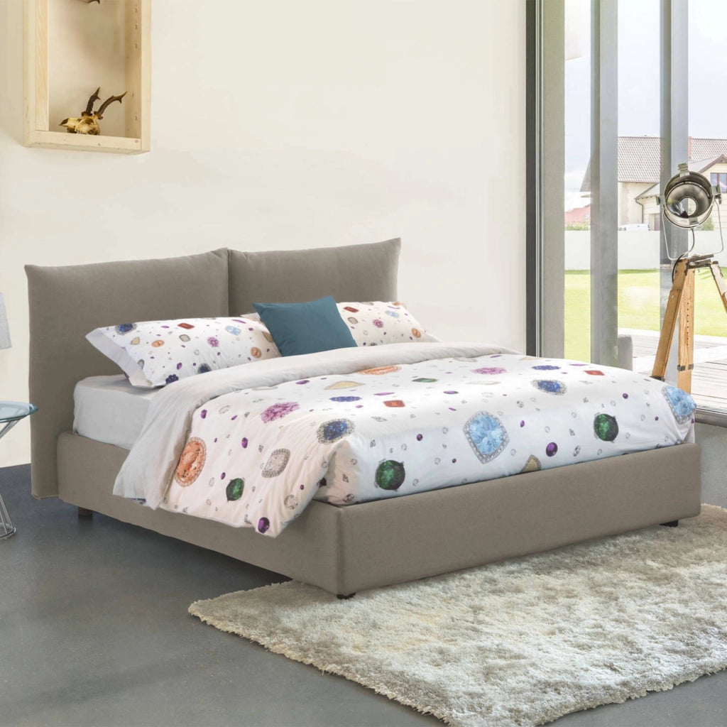 Letto Matrimoniale Alizarin, Letto Matrimoniale Sfoderabile Made in Italy, Grigio Tortora\