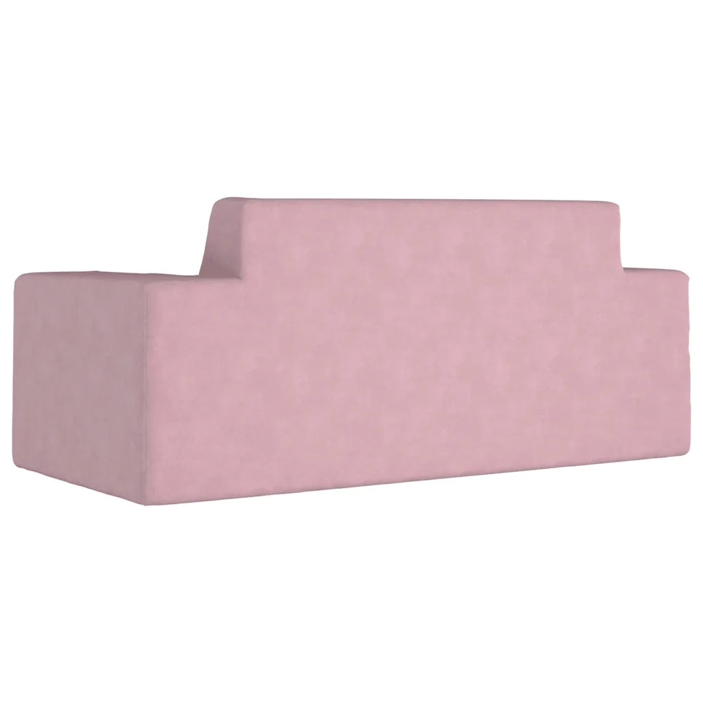 Divano per Bambini 2 Posti-Sofa-Divanetto Rosa in Morbido Peluche 916224