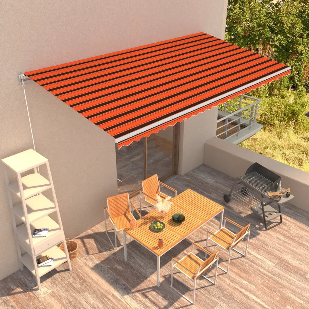 Tenda da Sole Retrattile Manuale 600x300 cm Arancione e Marrone 3051227