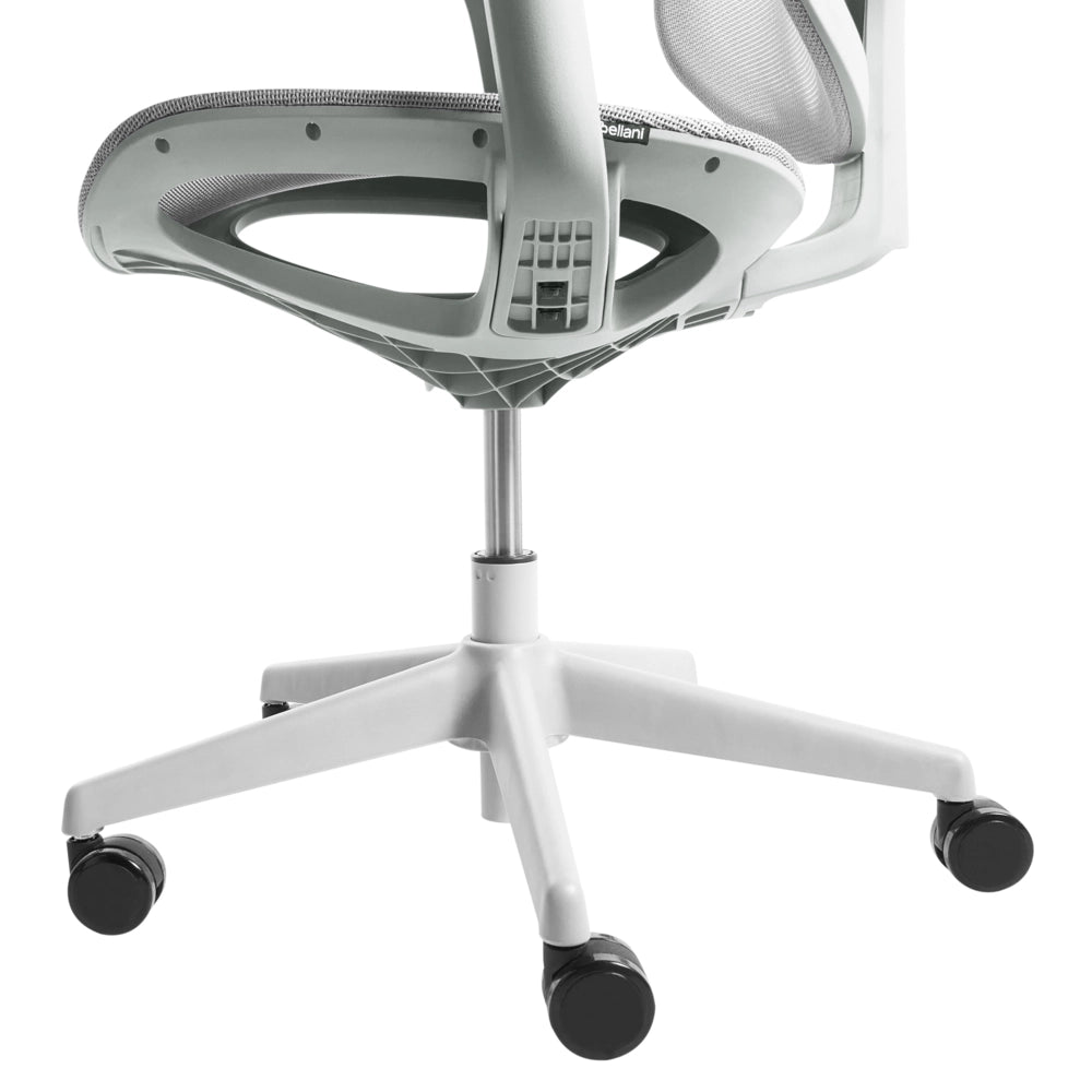 Sedia da ufficio grigio in rete con base girevole, braccioli e altezza regolabile per ufficio domestico e open space
