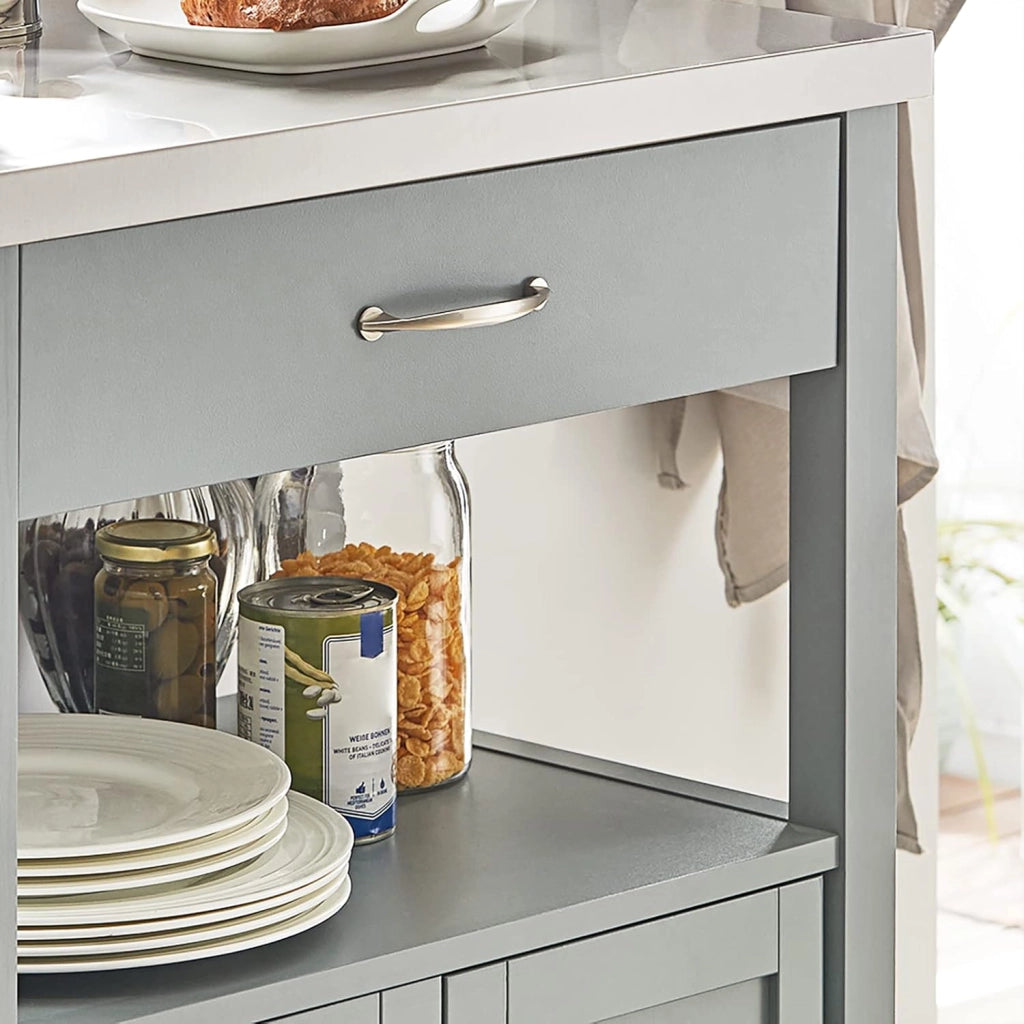 Carrello cucina salvaspazio con piano di lavoro – Mobile cucina con ruote, ideale come mobiletto cucina, credenza compatta o mobile microonde – Disponibile in Grigio 60x92x44cm FKW22-HG