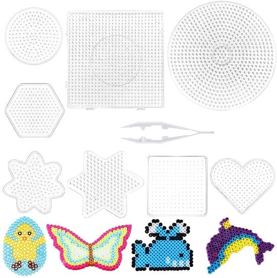 Set di Striscioline 8 pezzi - Piastre di base trasparenti - 2 grandi/6 piccole misure - Incluso pinzetta - Per artigiani creativi - 5 mm - Piastre per striscioline