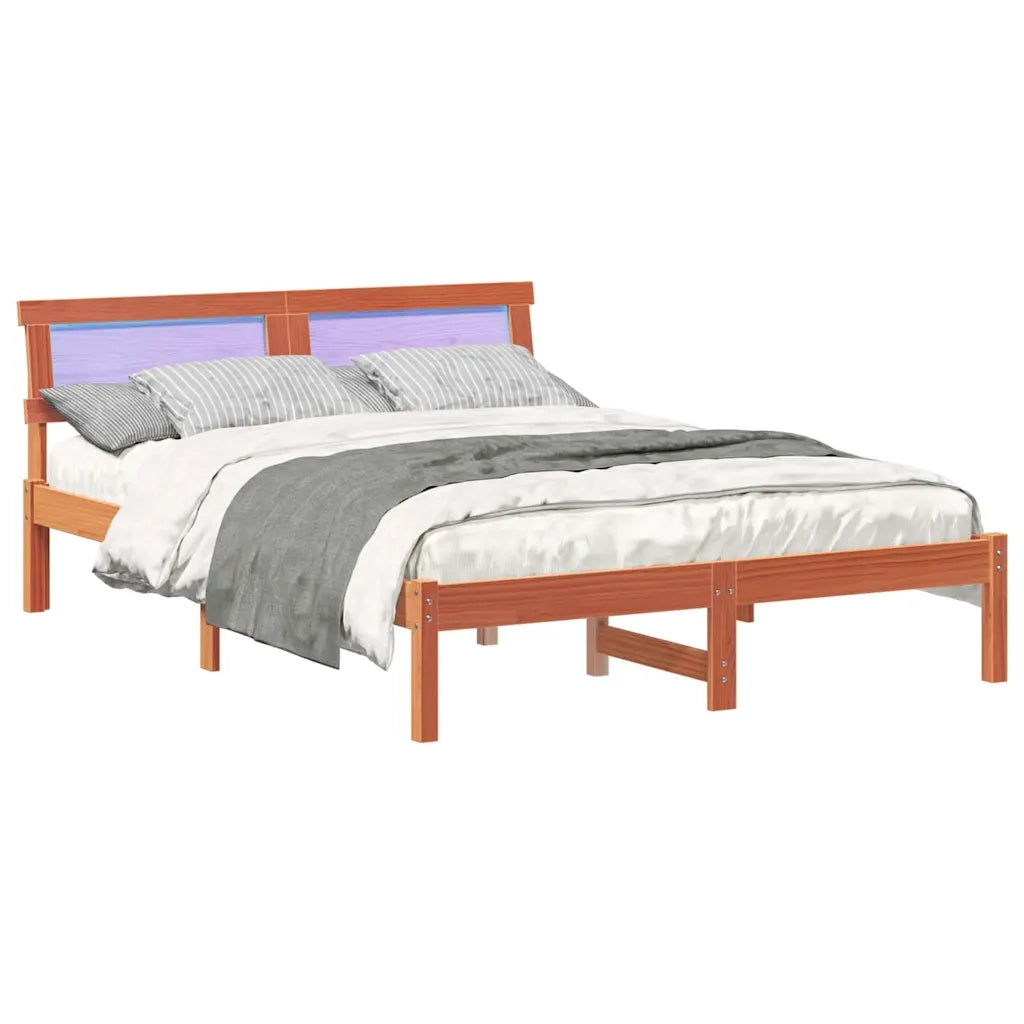 vidaXL Struttura del letto con testiera Cera marrone 135 x 190 cm