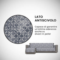 Copridivano con Penisola Sinistra Seduta 190 cm in Poliestere e Cotone Blu Scuro