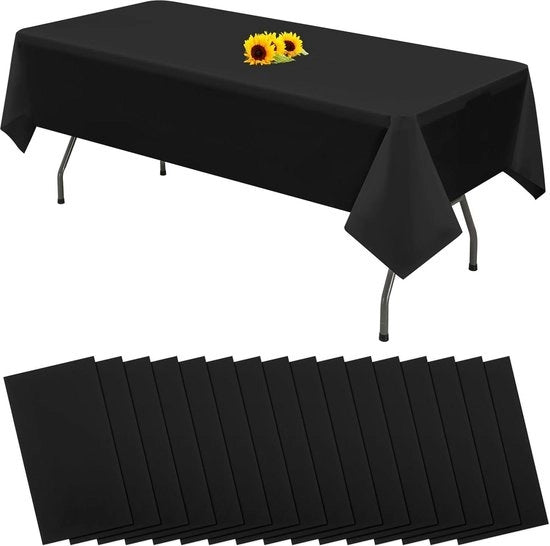 Tavolo da 16 pezzi in plastica nera rettangolare 54" x 108" - Tovaglie da tavolo premium per tavoli da 6 a 8 ft - feste interne ed esterne compleanni matrimoni picnic decorazioni