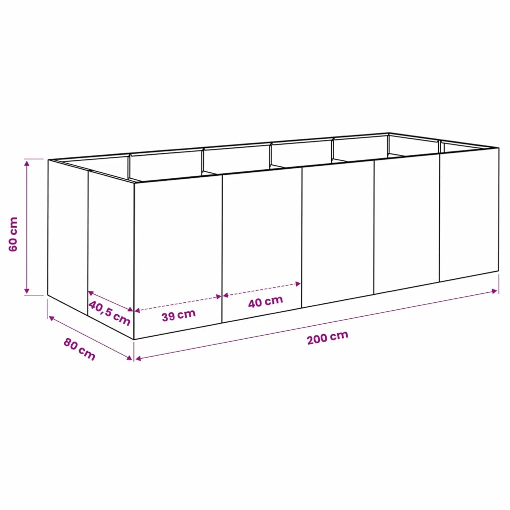 Vaso da giardino Antracite 200 x 80 x 60 cm 8005934
