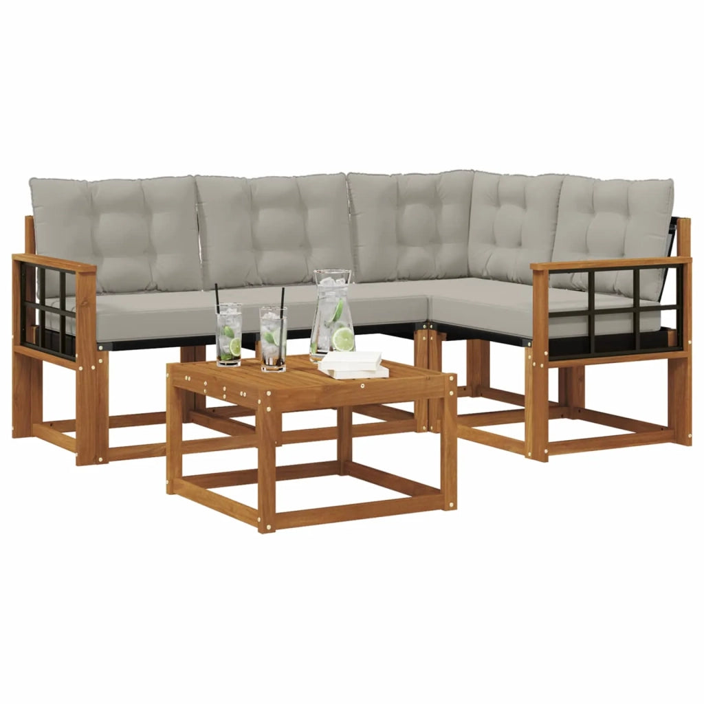 Set di divani da esterno 5 pcs Grigio Naturale e Chiaro 3368646