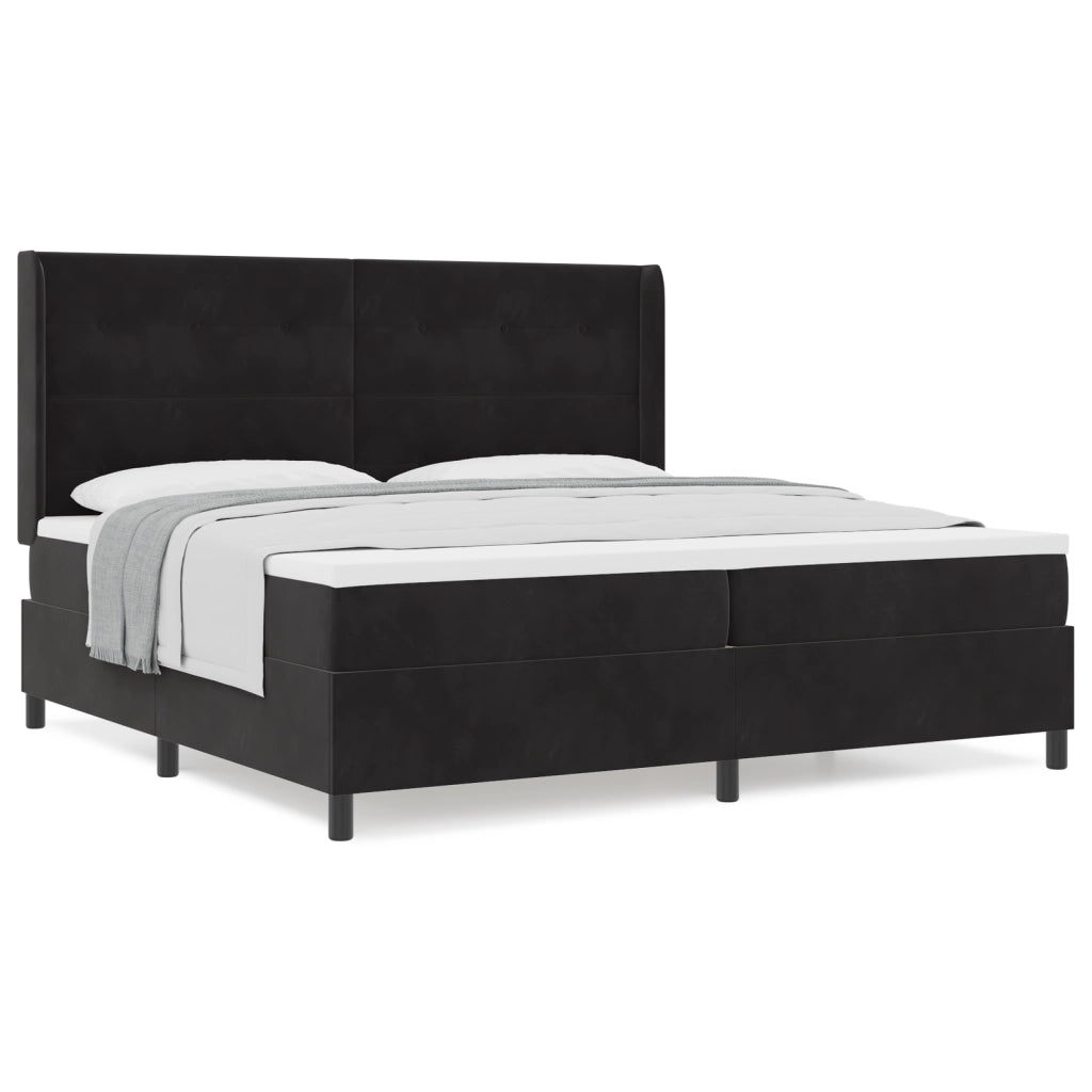 Letto Box Spring con Materasso Nero 200x200 cm Velluto