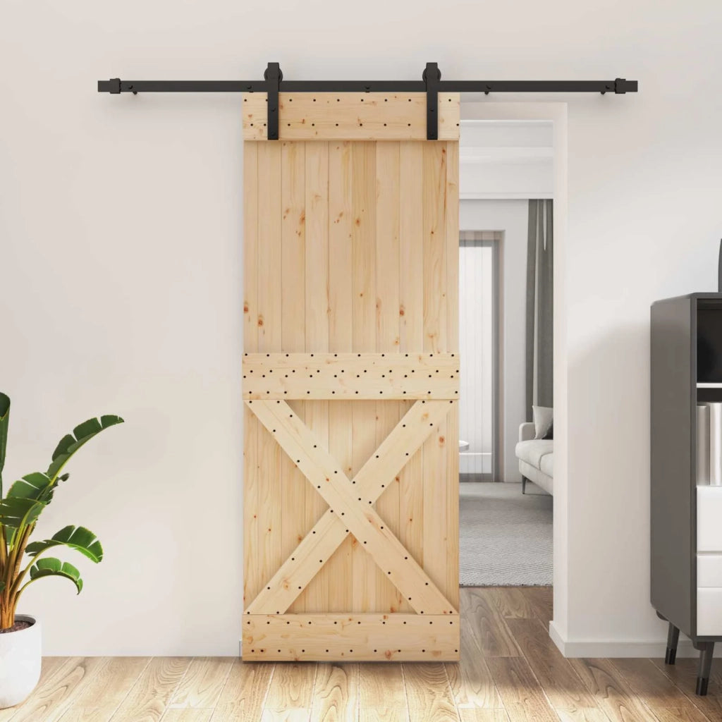 Porta scorrevole Naturale e Nero 80 x 210 cm 3444924