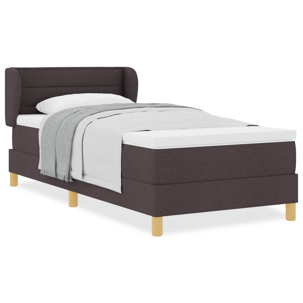 Letto Box Spring con Materasso  Marrone Scuro 90x200 cm Tessuto