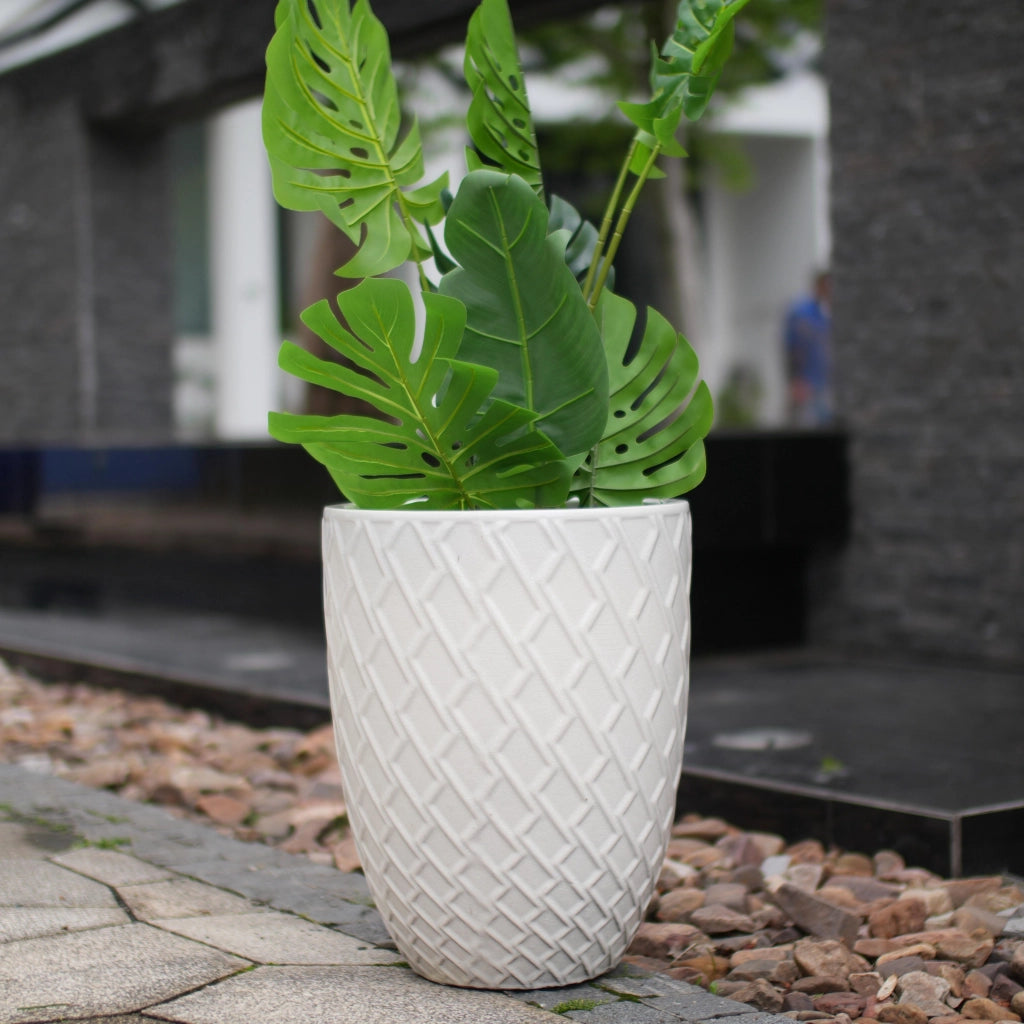 VASO DA FIORI in ceramica 42 x 54 cm bianco lucido fatto a mano