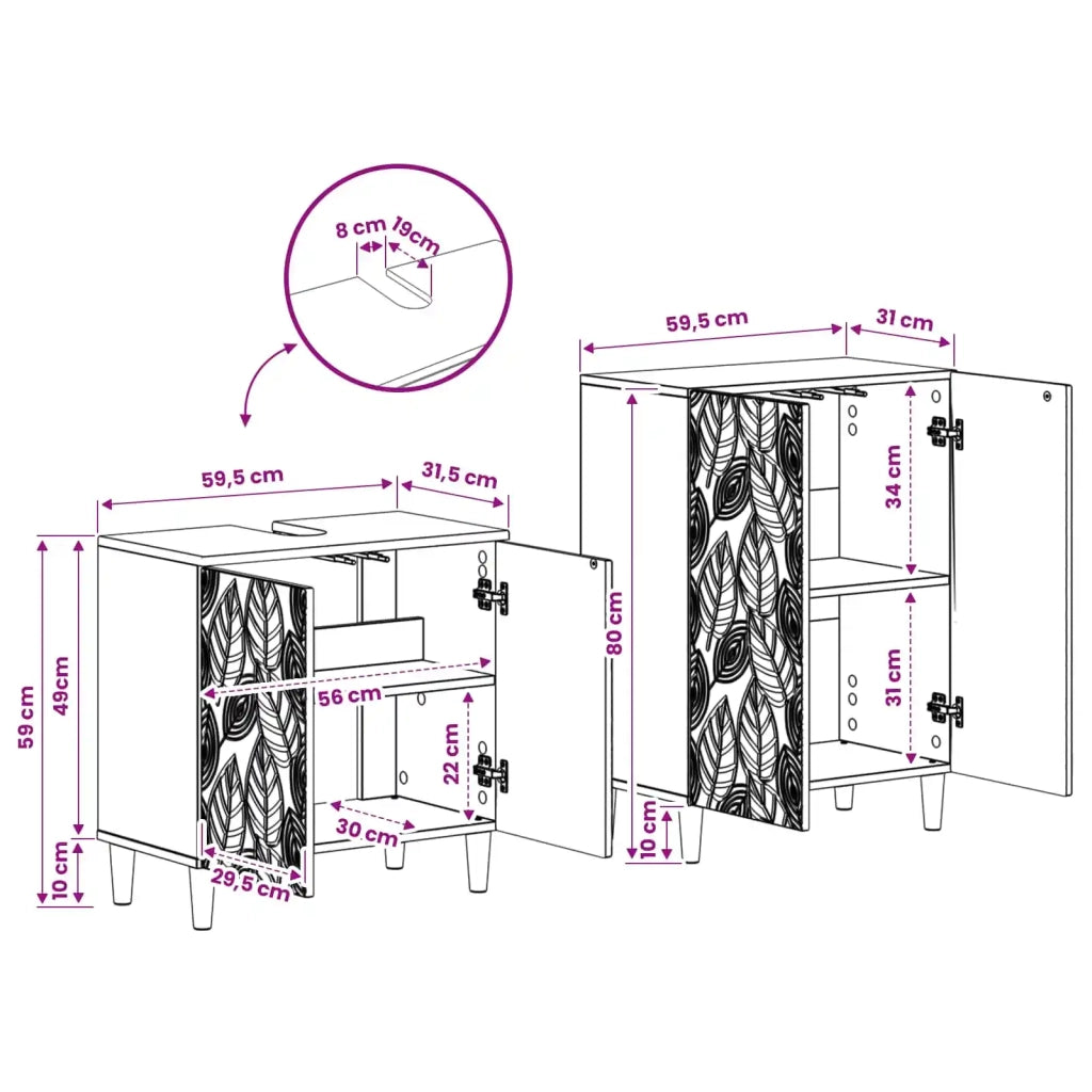 Set di Armadi da Bagno da 2 Pezzi DELFT Rovere Fumo 3417626