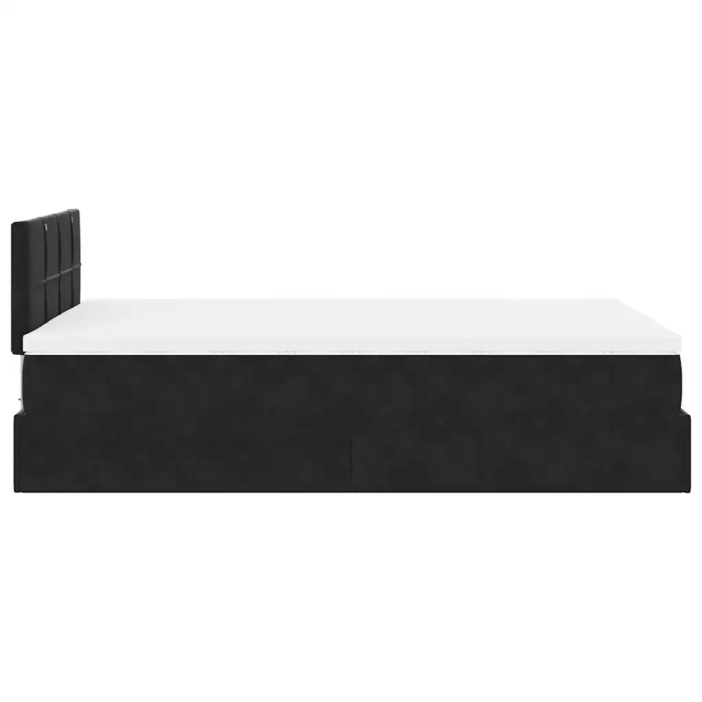 Struttura Letto Pouf con Materasso Nero 120x200 cm Velluto 3311767