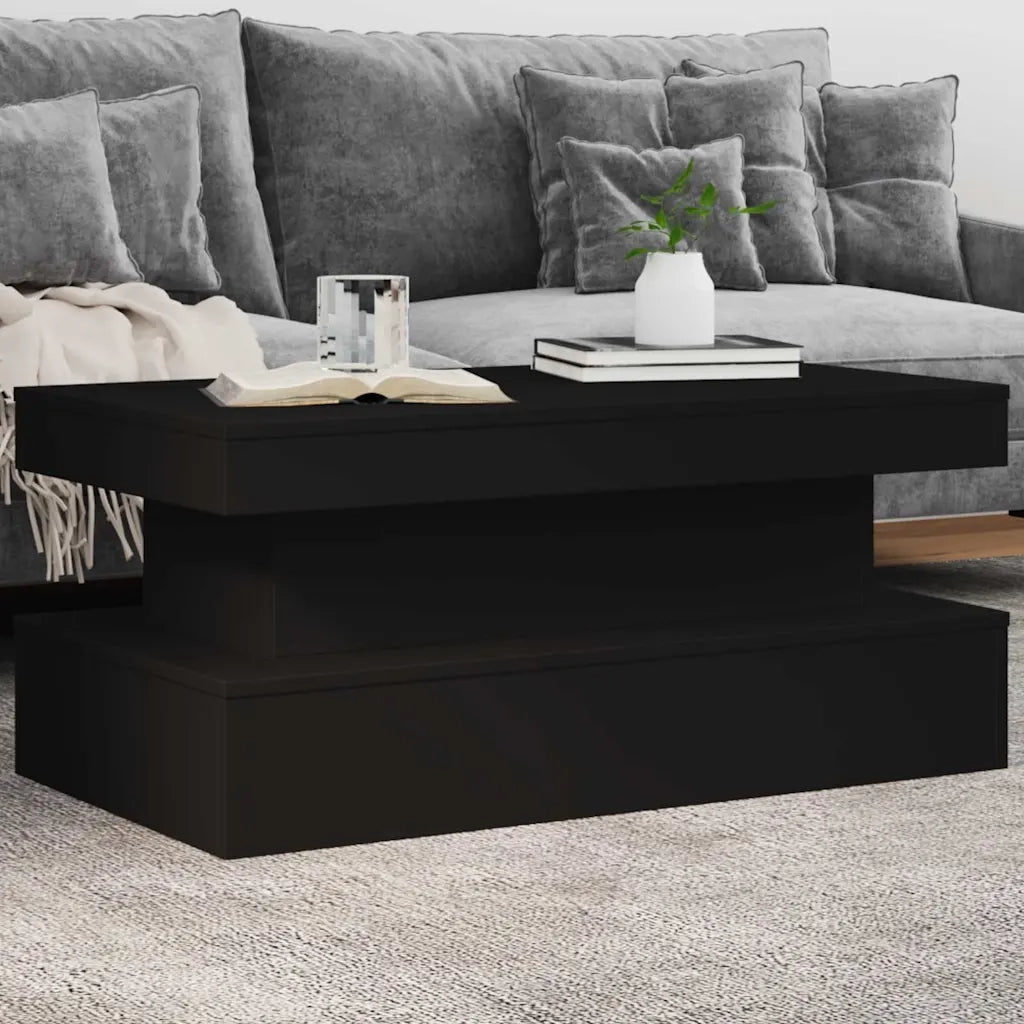 Tavolino da salotto | Tavolino da caff¨¨ | Tavolino da Soggiorno con Luci LED Nero 90x50x40 cm