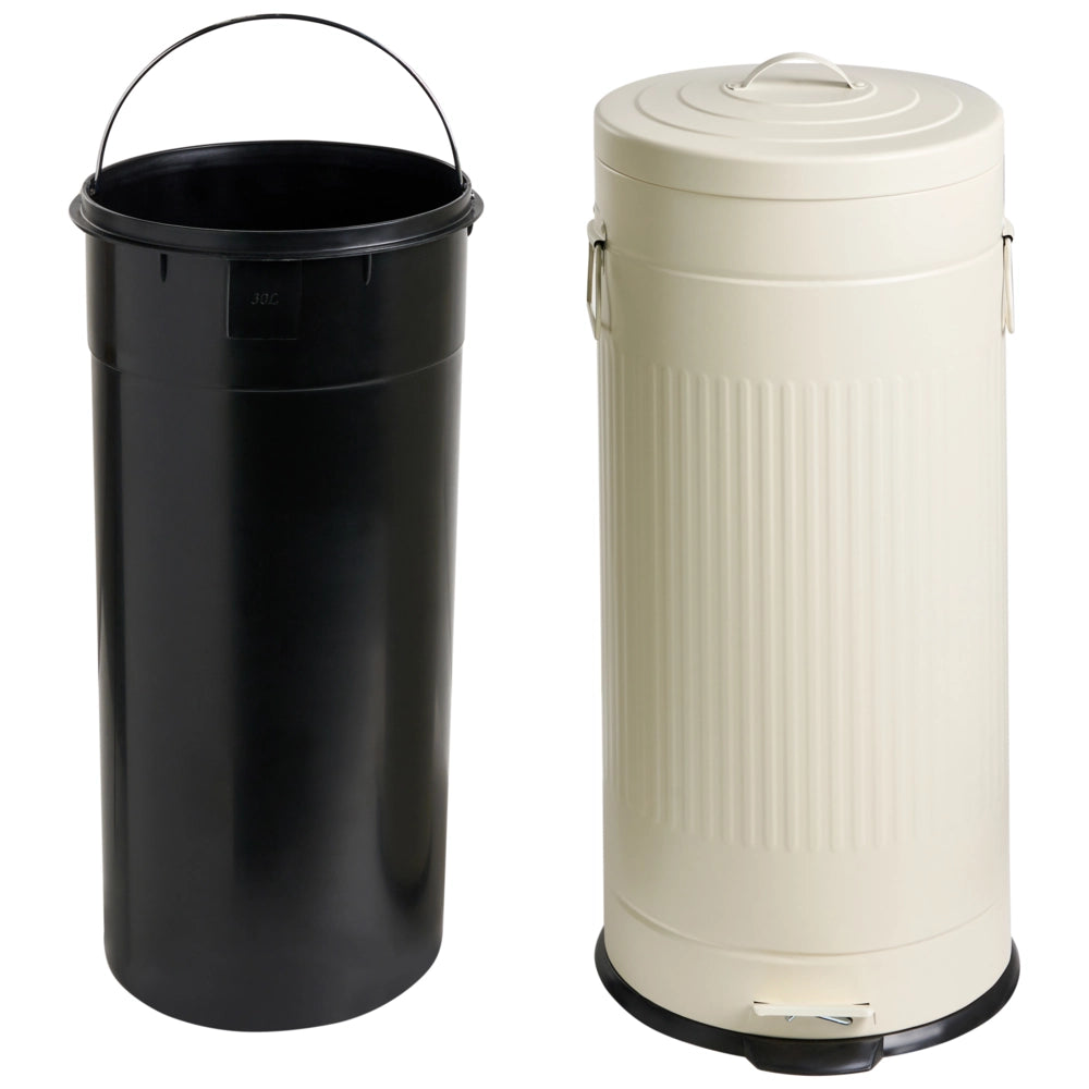 Cestino con pedale e coperchio per cucina in ferro verniciato a polvere e materiale sintetico beige cucina moderna