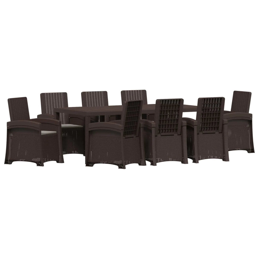 Set da Pranzo per Giardino 9 pz Marrone e Grigio Chiaro PP 3430158
