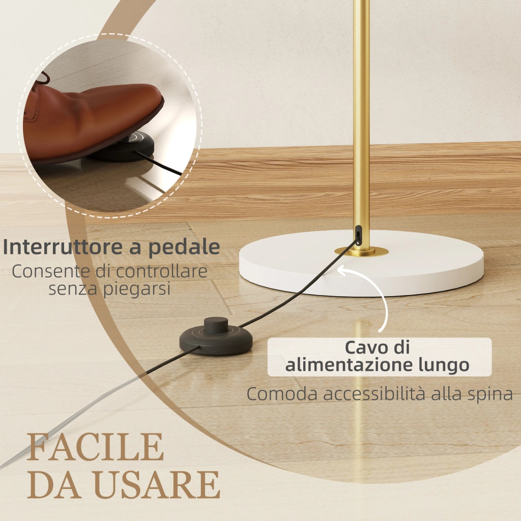 Lampada da Terra Moderna con Luce Dimmerabile con Interruttore a Pedale e 3 Luminosit¨¤, Oro