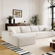 Divano in corduroy a righe bianco, 340 cm