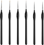 Set di pennelli dettagli di 6 pezzi - Pennelli fini - Pennelli sottili - Pennelli miniaturistici - Vernici acrilici/olio - Materiali in legno/PLA
