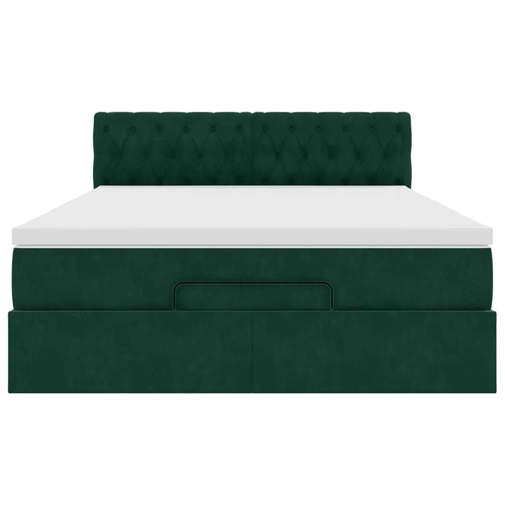 Struttura Letto Pouf con Materasso 140x190 cm in Velluto