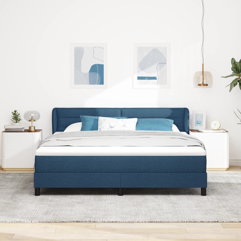 Letto Box Spring con Materasso Blu 180x200 cm Tessuto