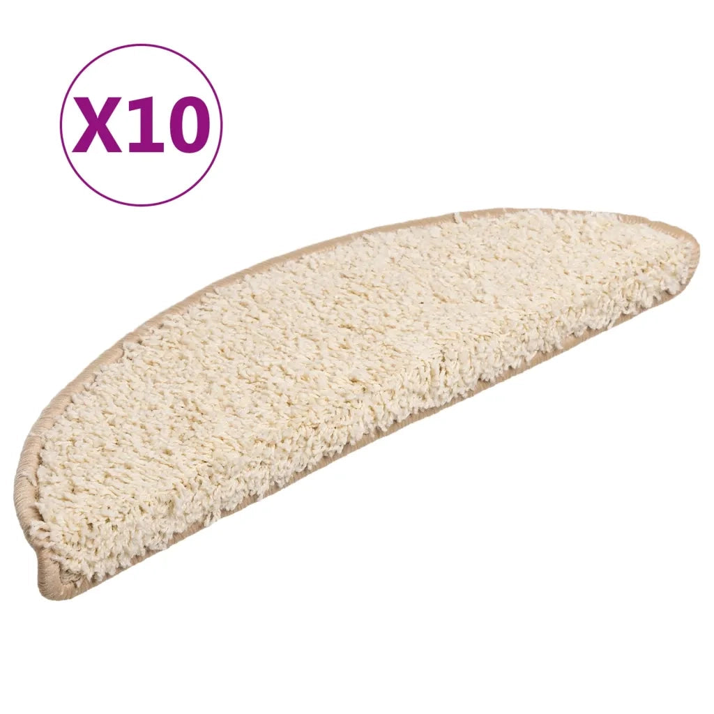 Tappetini per scale 10 pz 56x17x3 cm Crema Semicircolari 149791