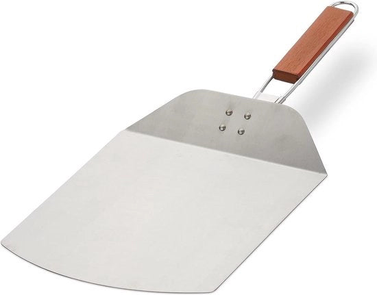 Pala per pizza e pane pieghevole in acciaio inox con manico in legno - 24 x 255 cm - Pala per forno per pizza e pane