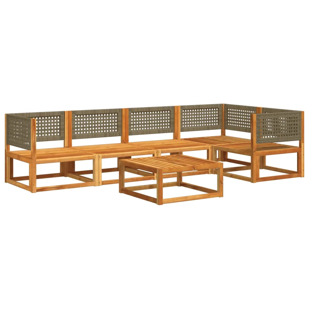 Set di divani da giardino 6 pezzi con cuscini in legno di acacia e rattan