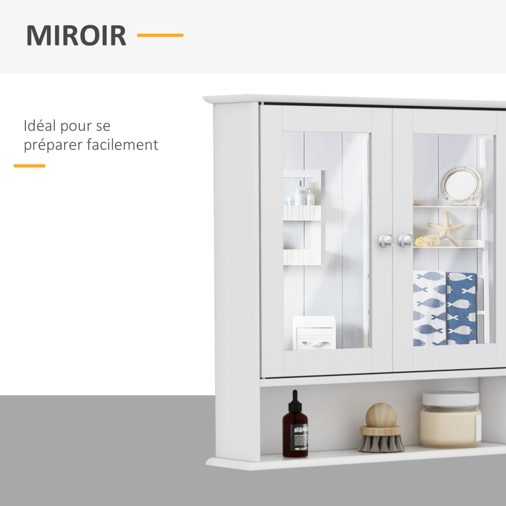 Armadietto da Bagno Sospeso con Specchio e Ripiani Regolabili ¨C Minimal ¨C Grigio 56x13x58 cm