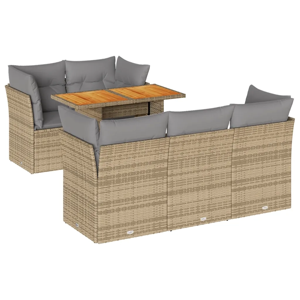 Set Divano da Giardino 6 pz con Cuscini Beige in Polyrattan 3326887