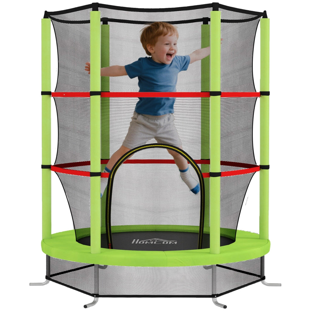 Tappeto Elastico per Bambini con Rete di Protezione ¨C zephmum ¨C Verde e Nero, ?140x190 cm
