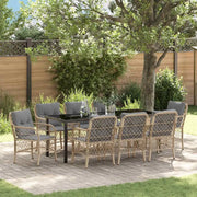 Set da Pranzo per Giardino con cuscino 9 pcs Beige polyrattan 3380238