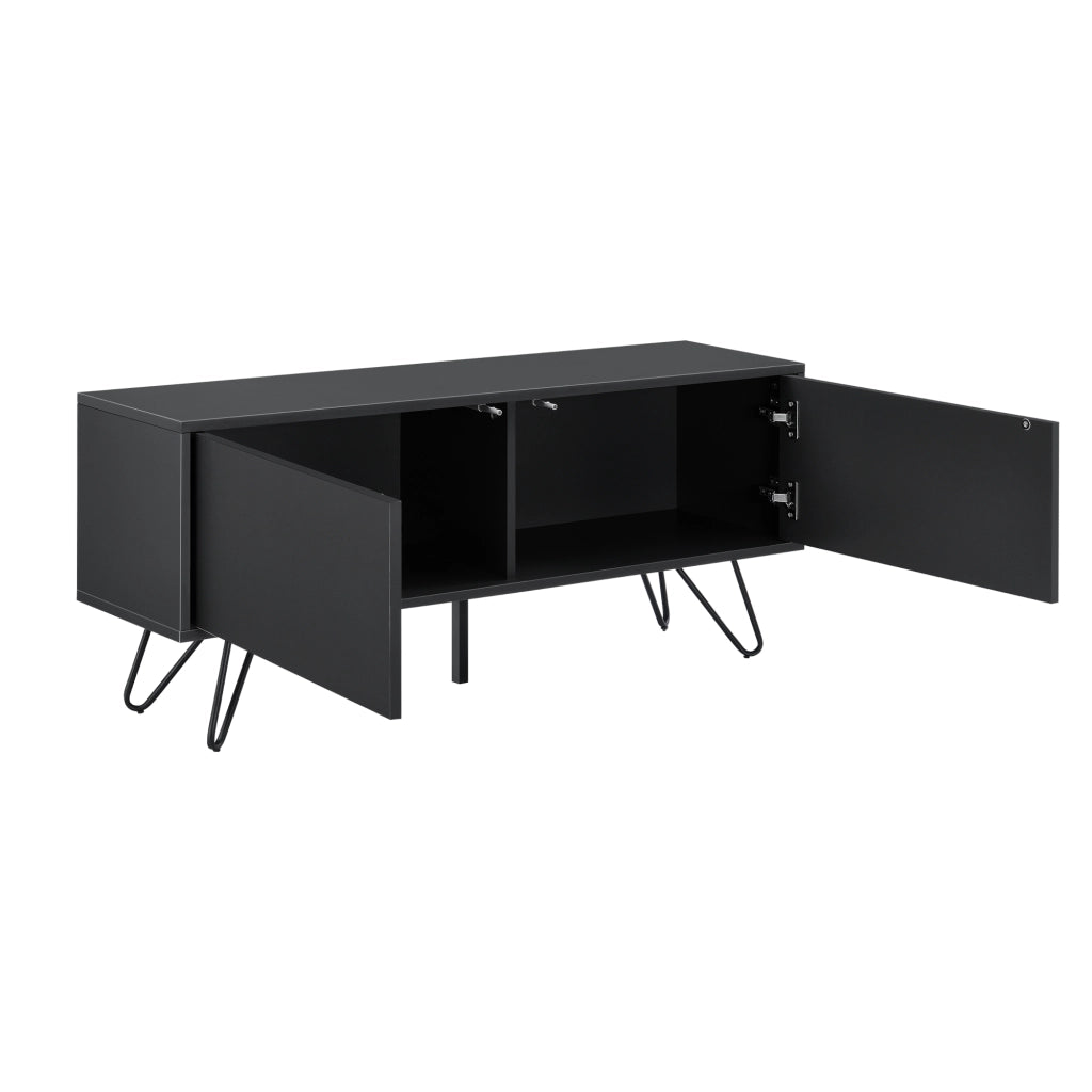 Comò con 2 Ante - Apertura Push-to-Open, Gambe in Metallo - Mobiletto Multiuso per Camera/Ufficio (AxLaxP) 46,5 x 110 x 30 cm - Mobile Porta TV con Supporto fino a 20 kg - Nero