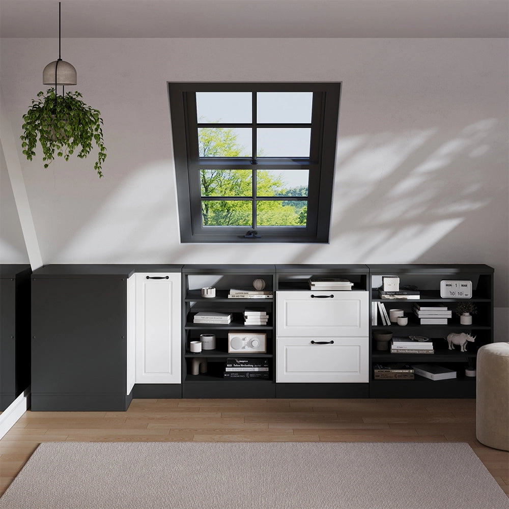 Mobile sottotetto Mobile angolare Rion Bianco rustico/Antracite 75.6 x 83.8 cm con 1 porta, carcassa dell’armadio profondità 60 cm Vicco