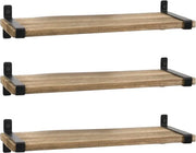 Pannelli di parete rustici - Design ondeggiante - Legno e Metallo - Set da 3 - Stile Vintage