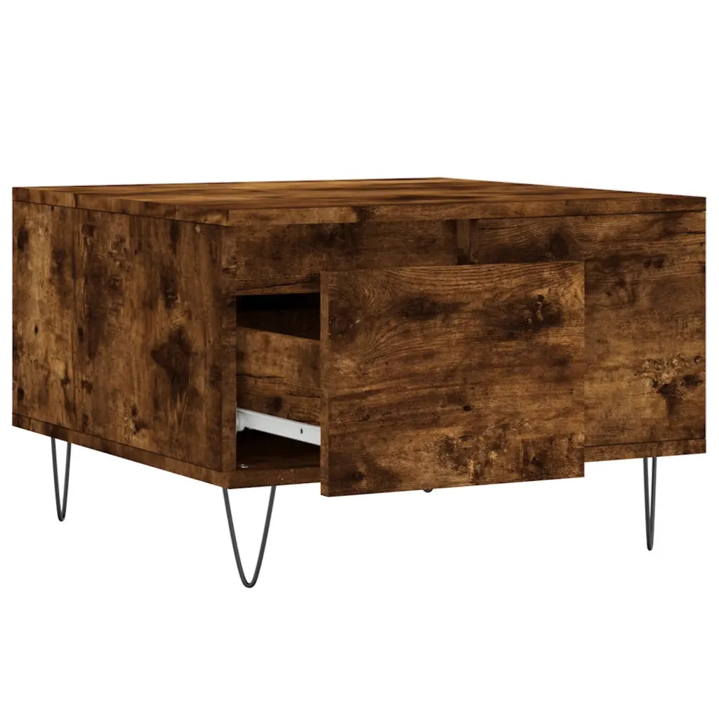 Tavolino da Salotto-Tavolino da soggiorno-Tavolo Rovere Fumo 55x55x36,5 cm Legno Multistrato 845913