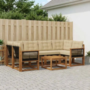 Set di divani da esterno con cuscino 7 pcs Naturale e Beige