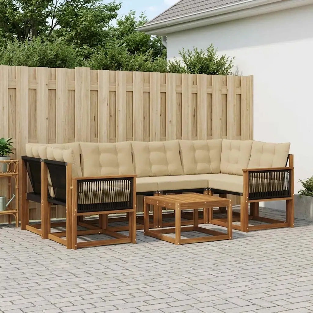 Set di divani da esterno con cuscino 7 pcs Naturale e Beige