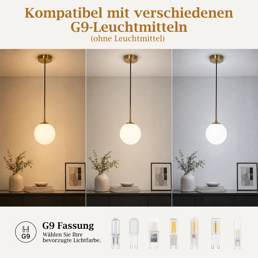 ZMH Lampada a Sospensione 1 Luce Vetro G9 Moderna per Camera Soggiorno senza lampadine
