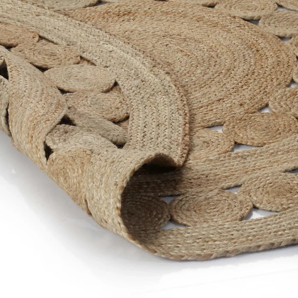 Tappeto in Juta con Design Intrecciato 120 cm Rotondo 245343