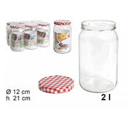 Trade Shop - Set 6 Pezzi Contenitore Barattolo In Vetro Con Coperchio Barattolini 2 Lt -