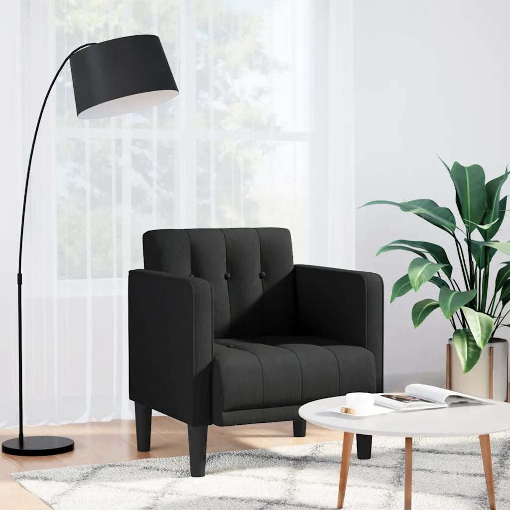 vidaXL Divano Sedia con Braccioli Nero 53 cm in Tessuto